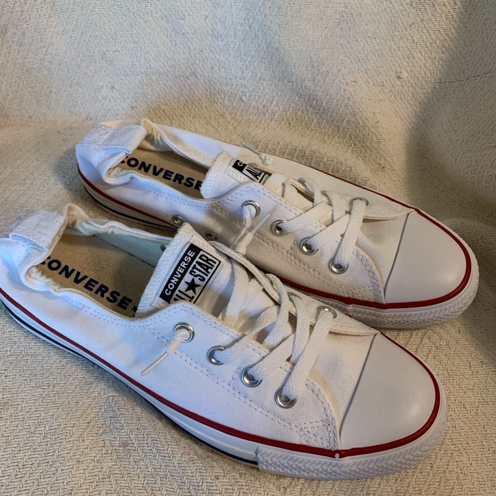 White converse slip-on sneakers